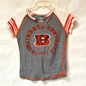 NFL Majestic Bengals Football Women's Short Sleeve Sporty T Shirt Top Tee